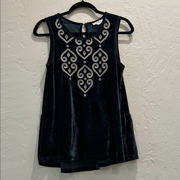 THML Green Velvet Top with Silver Embroidery.  JT - Picture 1 of 5